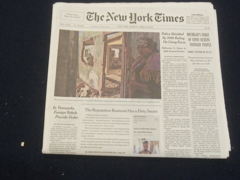 2021 APRIL 26 NEW YORK TIMES - MICHIGAN'S SURGE OF VIRUS SICKENS YOUNGER PEOPLE