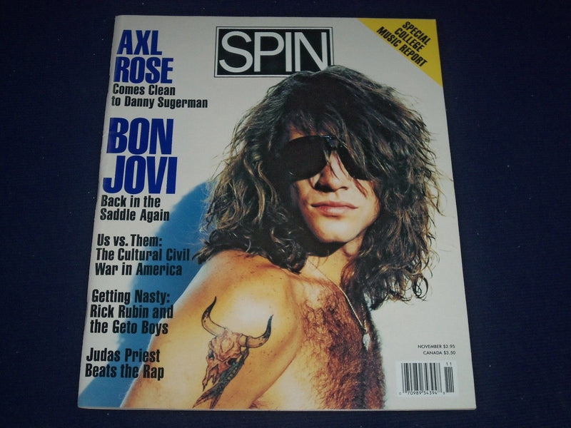 1990 NOVEMBER SPIN MAGAZINE - BON JOVI COVER - GREAT PHOTOS - J 1339
