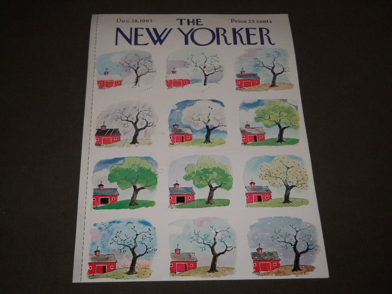 1963 DECEMBER 28 NEW YORKER MAGAZINE FRONT COVER ONLY - GREAT ART FOR FRAMING