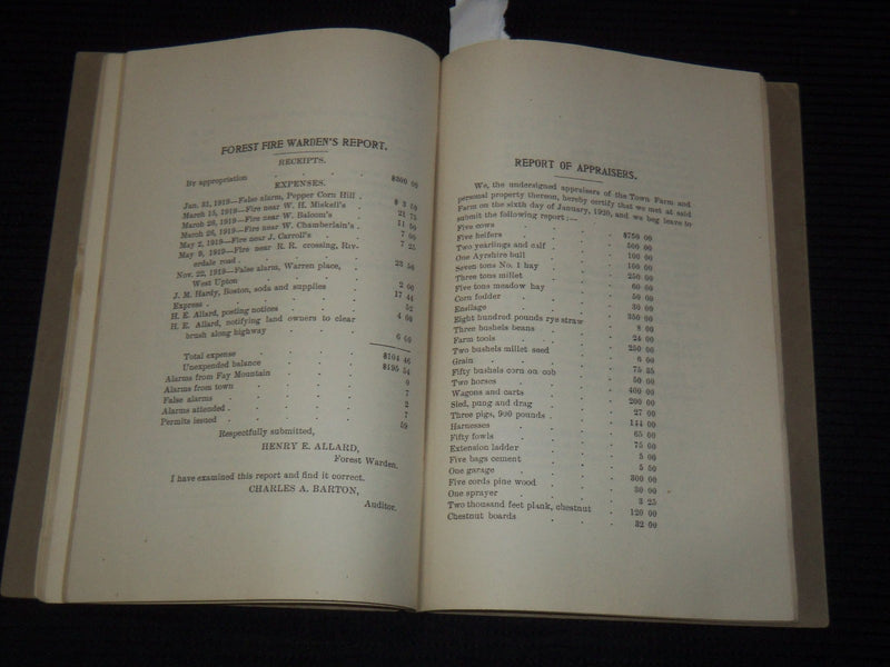 1919 ANNUAL REPORT OF THE TOWN OFFICERS OF UPTON MASSACHUSETTS - K 3116