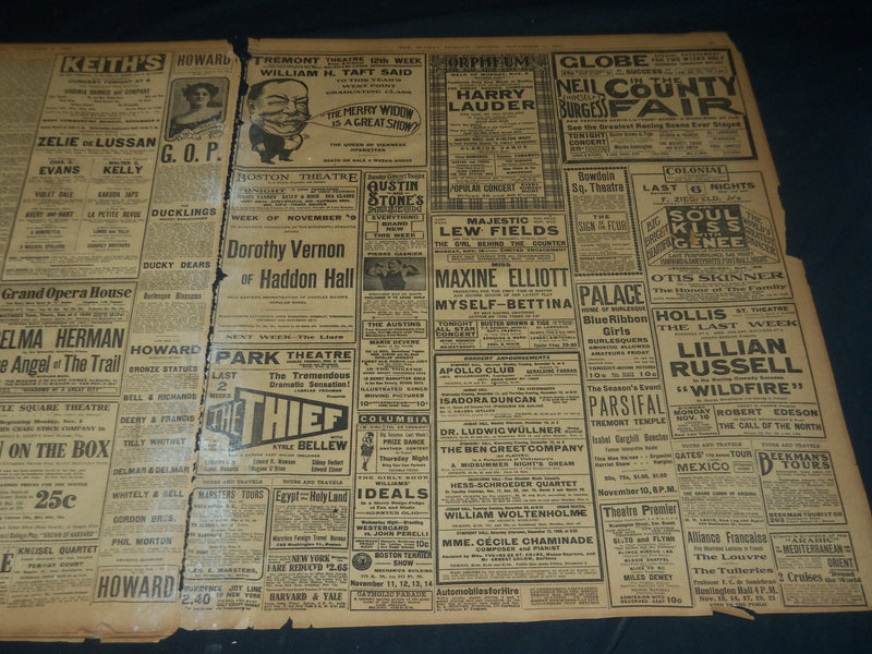 1908 NOVEMBER 8 THE BOSTON HERALD -HARVARD & DARTMOUTH FOOTBALL VICTORS - BH 245