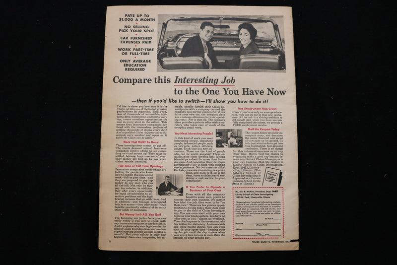 1963 NOVEMBER POLICE GAZETTE MAGAZINE - ANTHONY QUINN AFFAIR COVER - E 10050