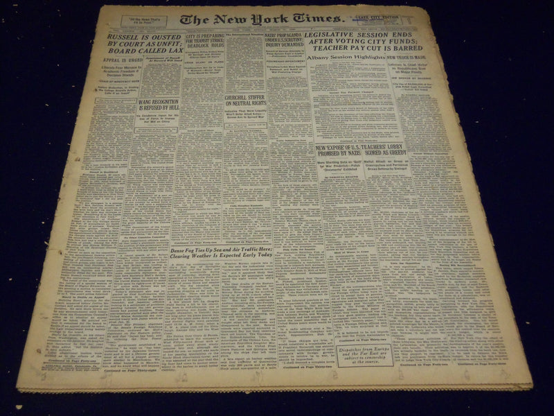 1940 MARCH 31 NEW YORK TIMES - BERTRAND RUSSELL OUSTED BY COURT - NT 2684