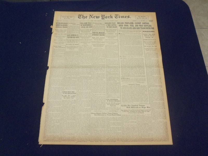 1917 JULY 9 NEW YORK TIMES - WILSON PROCLAIMS EXPORT CONTROL - NT 9299