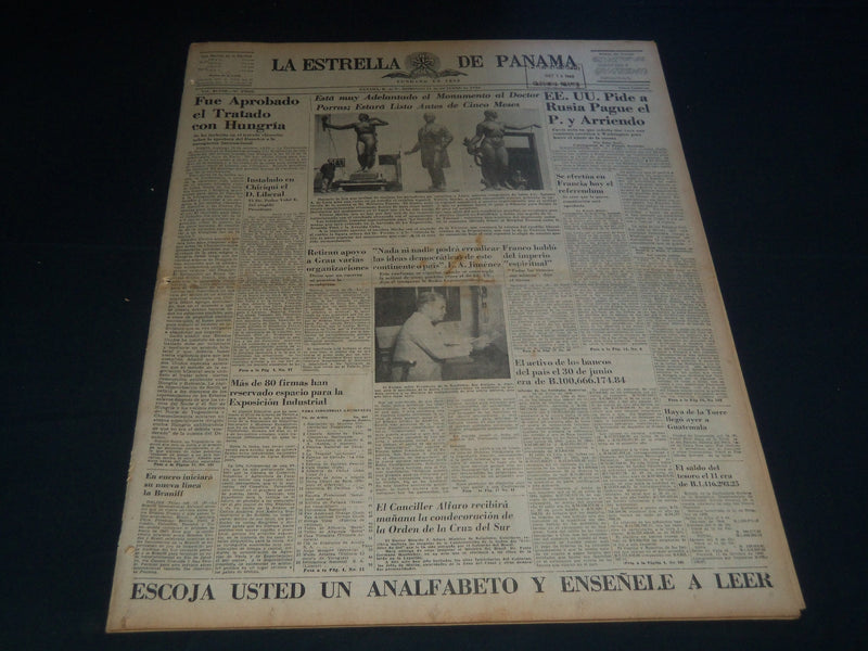 1946 OCT 13 PANAMA STAR & HERALD NEWSPAPER - JOSEPH STILWELL DIES - NT 7538