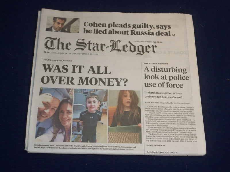 2018 NOVEMBER 30 STAR LEDGER NEWSPAPER - PAUL CANEIRO ACCUSED OF KILLING FAMILY