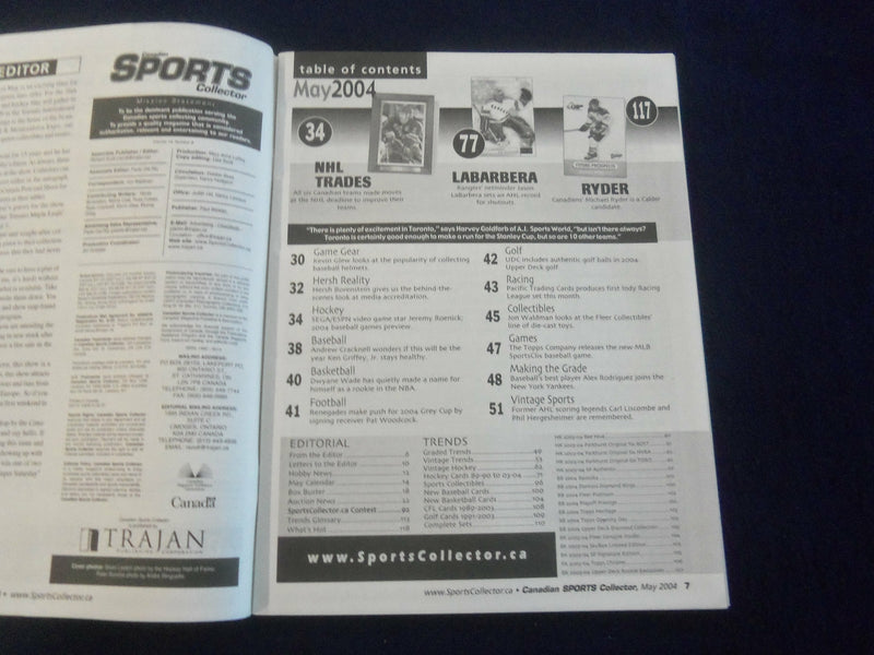 2004 MAY CANADIAN SPORTS COLLECTOR MAGAZINE - PRICE GUIDE - F 254K