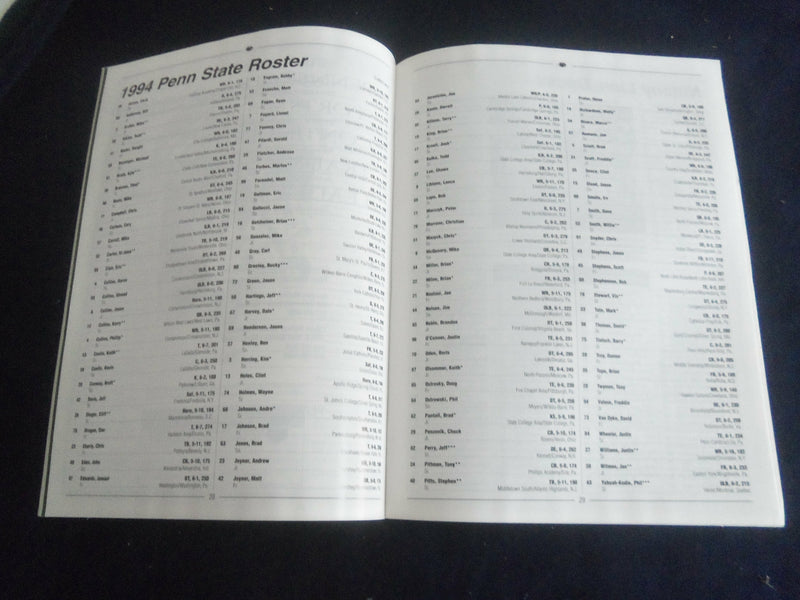 1994 NOV 19 FOOTBALL PROGRAM - PENN STATE UNIV VS NORTHWESTERN UNIV - SP 1215T