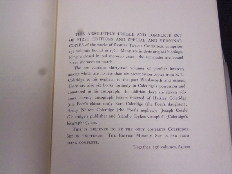1914 FIRST EDITIONS SET OF MILTON, COLERIDGE, SCRIBNER'S SALE CATALOG - J 5217