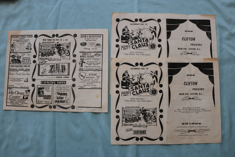 1960'S NEW CLIFTON THEATRE PROGRAMS - LOT OF 16 -CLIFTON, NJ - K 2538