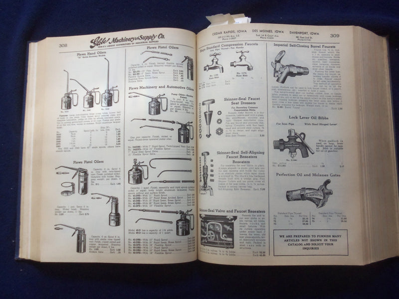 1949 GLOBE MACHINERY AND SUPPLY CO. HARDCOVER CATALOG NO. 50 - IOWA - R 98H