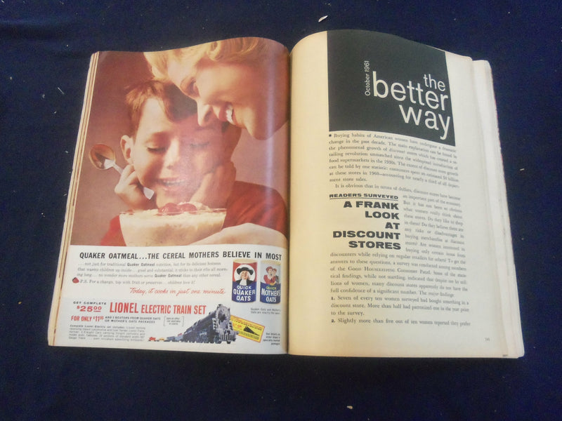 1961 OCTOBER GOOD HOUSEKEEPING MAGAZINE - NICE COVER, ARTICLES & ADS - F 252N