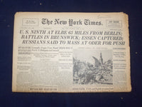 1945 APRIL 12 NEW YORK TIMES - U.S. NINTH AT ELBE 63 MILES FROM BERLIN - NP 6693
