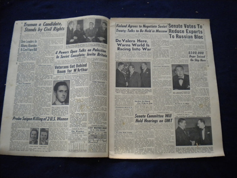 1948 MAR 9 NEW YORK DAILY MIRROR NEWSPAPER - TRUMAN TO RUN IF NOMINATED- NP 5996