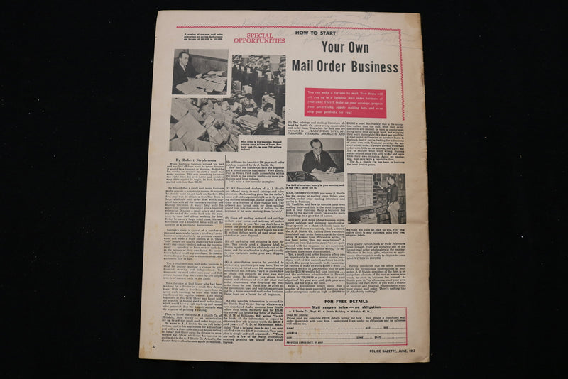 1963 JUNE POLICE GAZETTE MAGAZINE - DORIS DAY COVER - E 10048