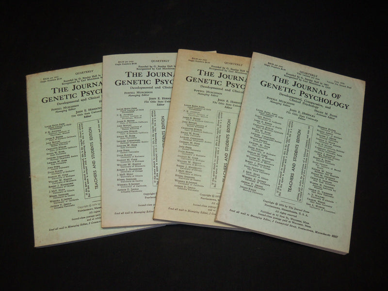 1970-1974 THE JOURNAL OF GENETIC PSYCHOLOGY MAGAZINE LOT OF 4 - WR 572A