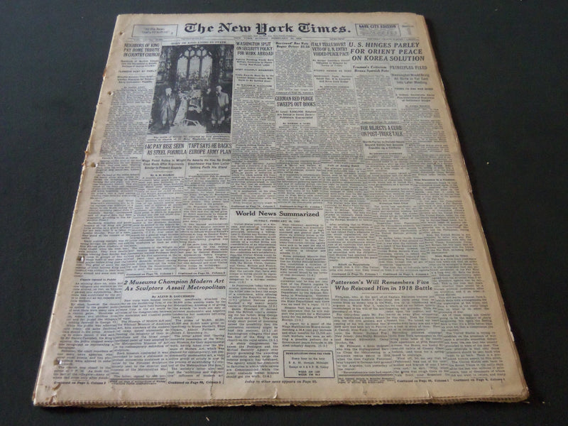 1952 FEBRUARY 10 NEW YORK TIMES - BODY OF KING GEORGE LIES IN STATE - NT 6116