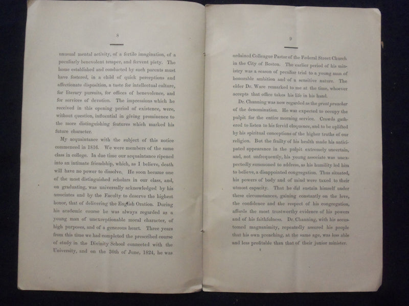 1871 REV. EZRA STILES GANNETT DISCOURSE SOFTCOVER BOOKLET - K 248