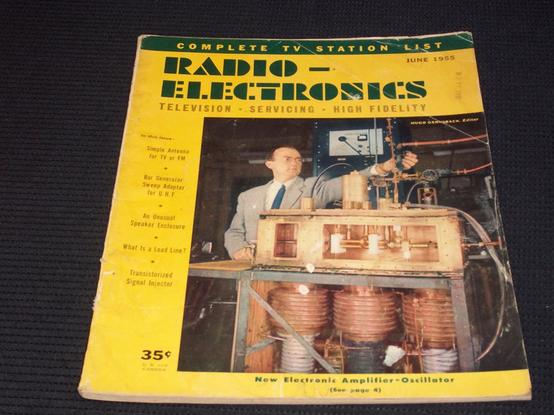 1955 JUNE RADIO ELECTRONICS MAGAZINE - ELECTRONIC AMPLIFIER COVER - E 7128