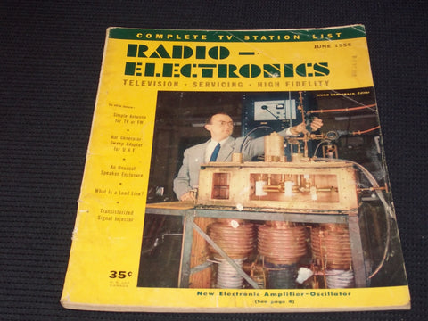 1955 JUNE RADIO ELECTRONICS MAGAZINE - ELECTRONIC AMPLIFIER COVER - E 7128