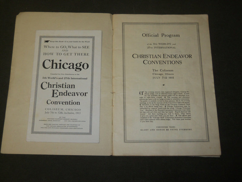 1915 CHRISTIAN ENDEAVOR CONVENTION OFFICIAL PROGRAM - J 3577