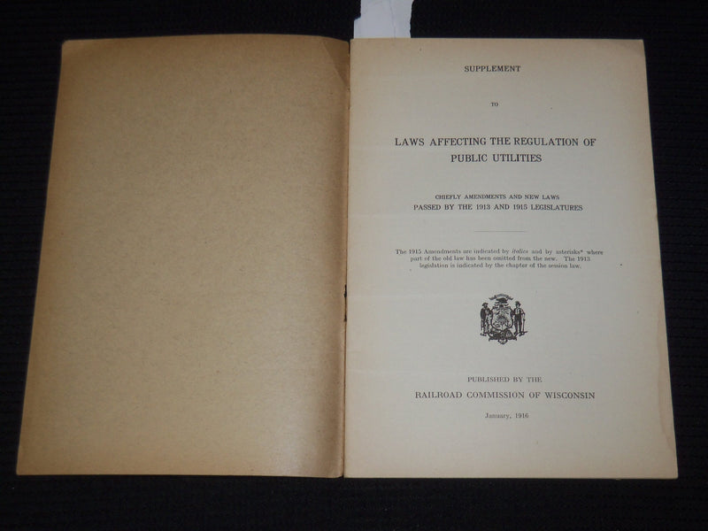 1916 JAN SUPPLEMENT TO LAWS AFFECTING REGULATION OF PUBLIC UTILITIES - K 635