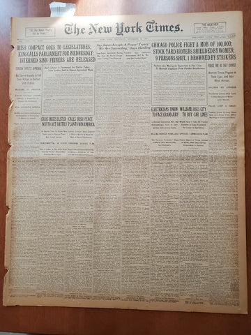 1921 DECEMBER 8 NEW YORK TIMES - CHICAGO POLICE FIGHT MOB OF 100,000 - NT 8036