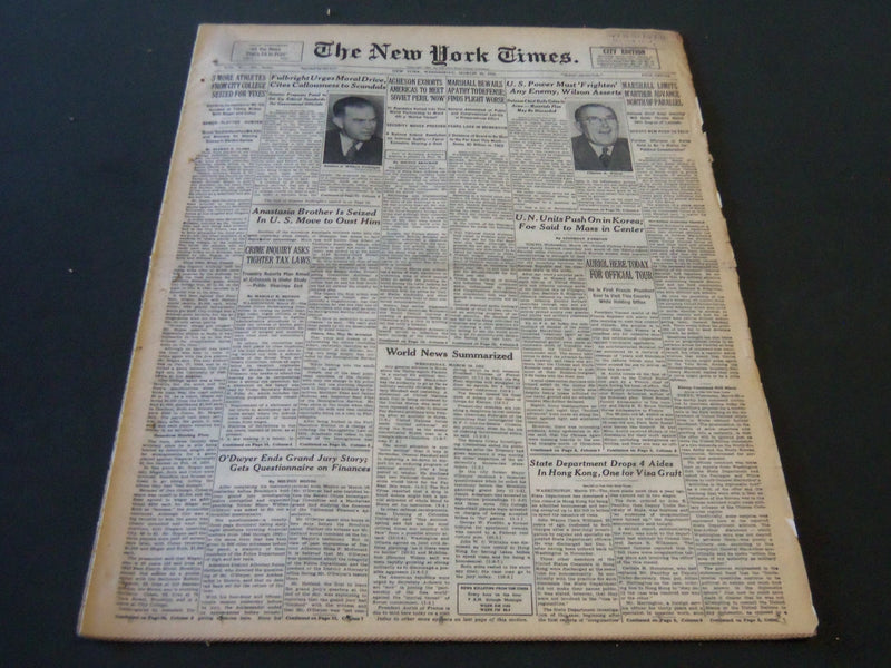 1951 MARCH 28 NEW YORK TIMES - 3 MORE CITY COLLEGE ATHLETES SEIZED - NT 5946