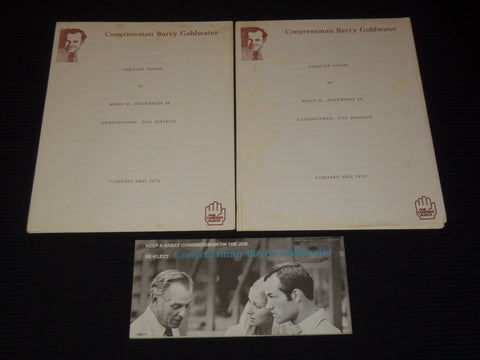 1972 BARRY GOLDWATER CONGRESSMAN CAMPAIGN LOT OF 3 PIECES - J 9543
