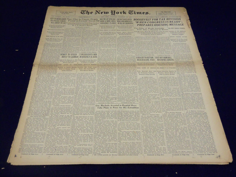 1937 NOV 27 NEW YORK TIMES - NEW CLUE TO CANCER ORIGIN FOUND IN CEREALS- NT 1286