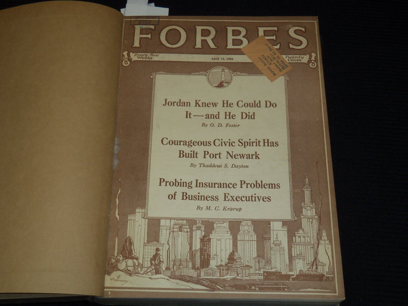 1924 APRIL 12-SEPTEMBER 15 FORBES MAGAZINE BOUND VOLUME - NICE ADS - R 10G