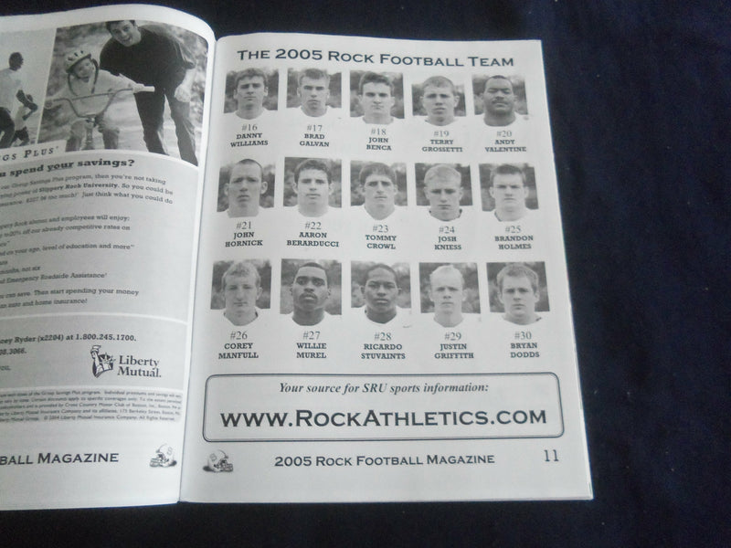 2005 OCT 29 FOOTBALL PROGRAM - SLIPPERY ROCK UNIV VS SHIPPENSBURG UNIV- SP 1217H