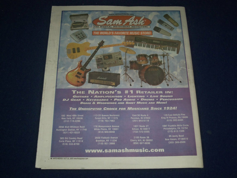 2003 OCTOBER 22-29 AQUARIAN WEEKLY NEWSPAPER - GHOSTS OF GARDEN STATE - J 1130