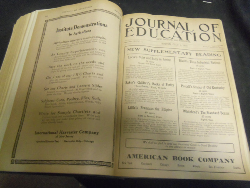 1915 JAN-DEC JOURNAL OF EDUCATION BOUND VOLUME - LUSITANIA SINKING - R 882