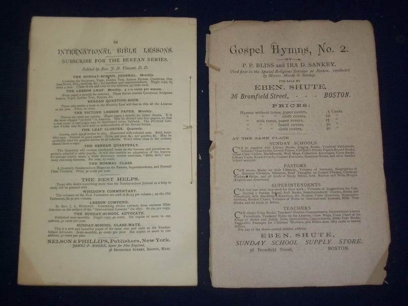 1876 LACONIA, NEW HAMPSHIRE SUNDAY SCHOOL CONVENTION REPORT - J 4605