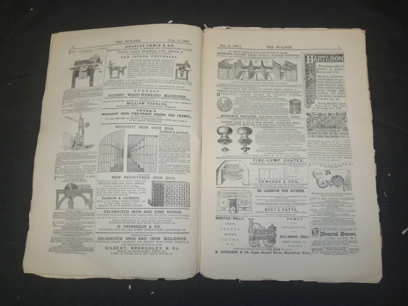 1865 FEBRUARY 11 THE BUILDER ARCHITECT MAGAZINE - ILLUSTRATIONS - ST 415C