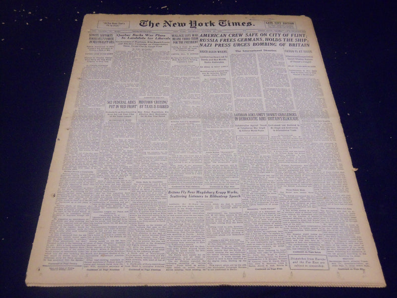 1939 OCTOBER 26 NEW YORK TIMES - BOMBING OF BRITAIN URGED - NT 3691