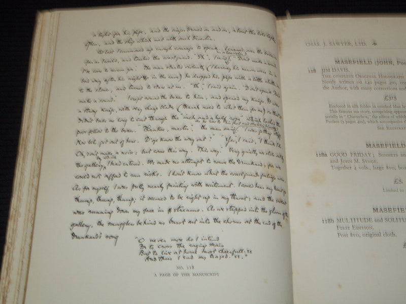 1930 CHAS J. SAWYE RRARE AND CHOICE BOOKS & MANUSCRIPTS CATALOGUE - J 7490