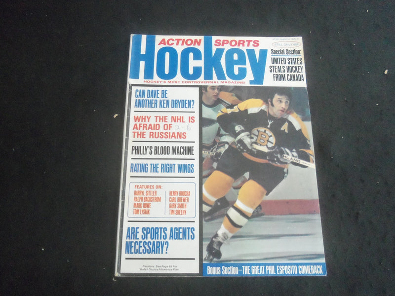 1974 MARCH ACTION SPORTS HOCKEY MAGAZINE - PHIL ESPOSITO COVER - B 6235N