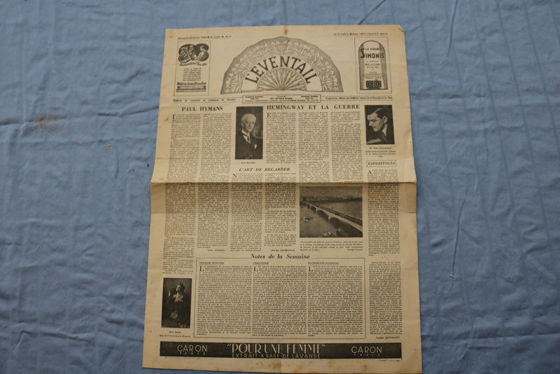 1945 FEB 25 L'EVENTAIL NEWSPAPER - HEMINGWAY ET LA GUERRE - FRENCH - NP 9205