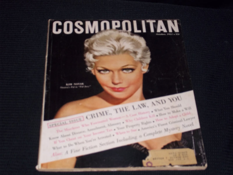 1957 OCTOBER COSMOPOLITAN MAGAZINE - KIM NOVAK FRONT COVER - E 14267