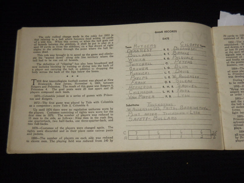 1933 GRANTLAND RICE'S CITIES SERVICE FOOTBALL GUIDE - SOFTCOVER - K 641