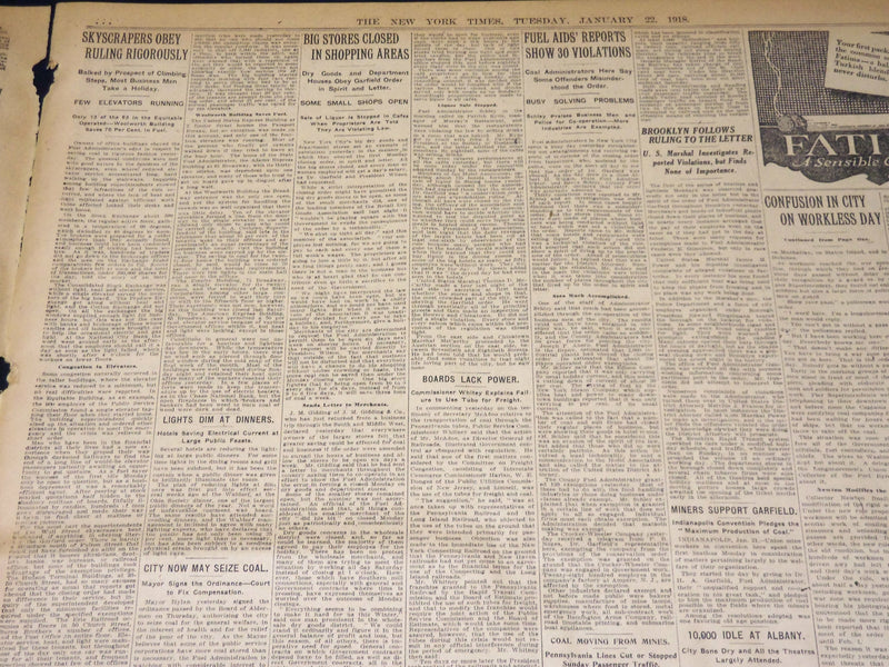 1918 JANUARY 22 NEW YORK TIMES NEWSPAPER - PRESIDENT INDORSES BAKER - NT 7940