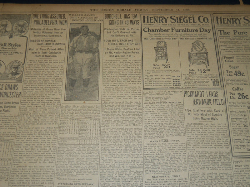 1908 SEPTEMBER 11 THE BOSTON HERALD - WRIGHT WORLD BEATER IN AIRSHIP - BH 306