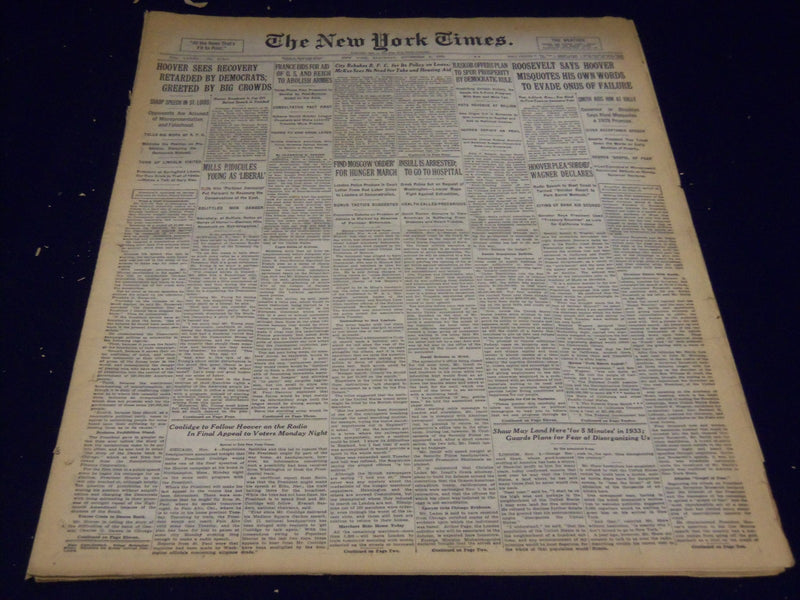 1932 NOVEMBER 5 NEW YORK TIMES - RASKOB PLAN OF PROSPERITY - NT 4107