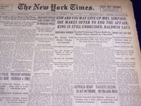 1936 DEC 8 NEW YORK TIMES - EDWARD VIII MAY GIVE UP MRS. SIMPSON - NT 2139