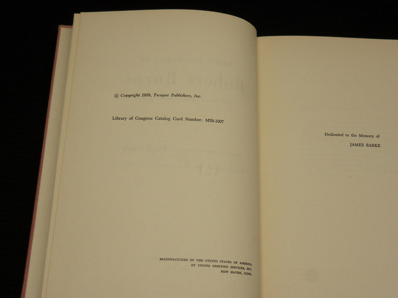 1959 SONGS AND POEM OF ROBERT BURNS HARDCOVER BOOK - KD 7448