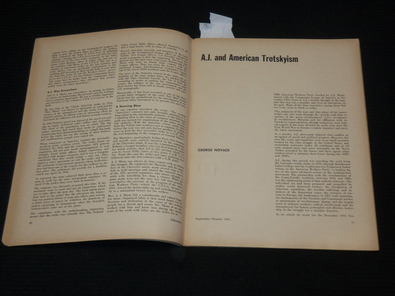 1957 SEPT/OCT LIBERATION MAGAZINE - A. J. MUSTE - DOUBLE NUMBER ISSUE - J 6993