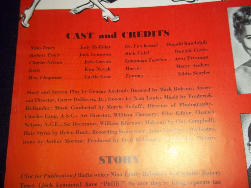 1954 PHFFFT MOVIE PRESS BOOK STARRING JUDY HOLLIDAY & JACK LEMMON - P 112