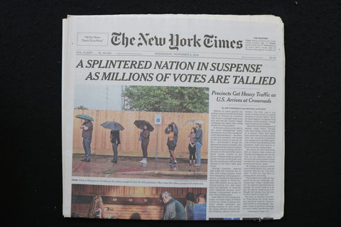 2024 NOVEMBER 6 NEW YORK TIMES -A SPLINTERED NATION IN SUSPENSE AS VOTES TALLIED